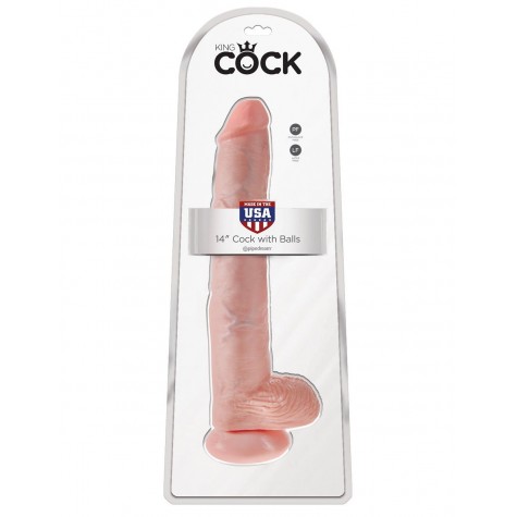 Телесный фаллоимитатор-гигант 14" Cock with Balls - 37,5 см.