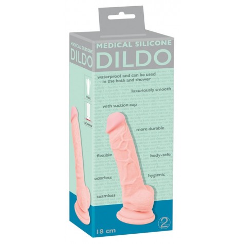 Реалистичный фаллоимитатор из силикона Medical Silicone Dildo - 18 см.