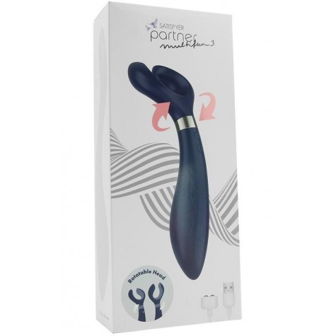 Синий вибромассажер для пар Satisfyer Partner Multifun 3